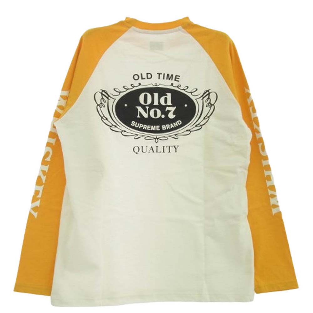 Supreme シュプリーム 09SS Whiskey Raglan L/S Tee 袖プリント ラグラン ロングスリーブTシャツ 長袖カットソー イエロー オレンジ系 M【中古】