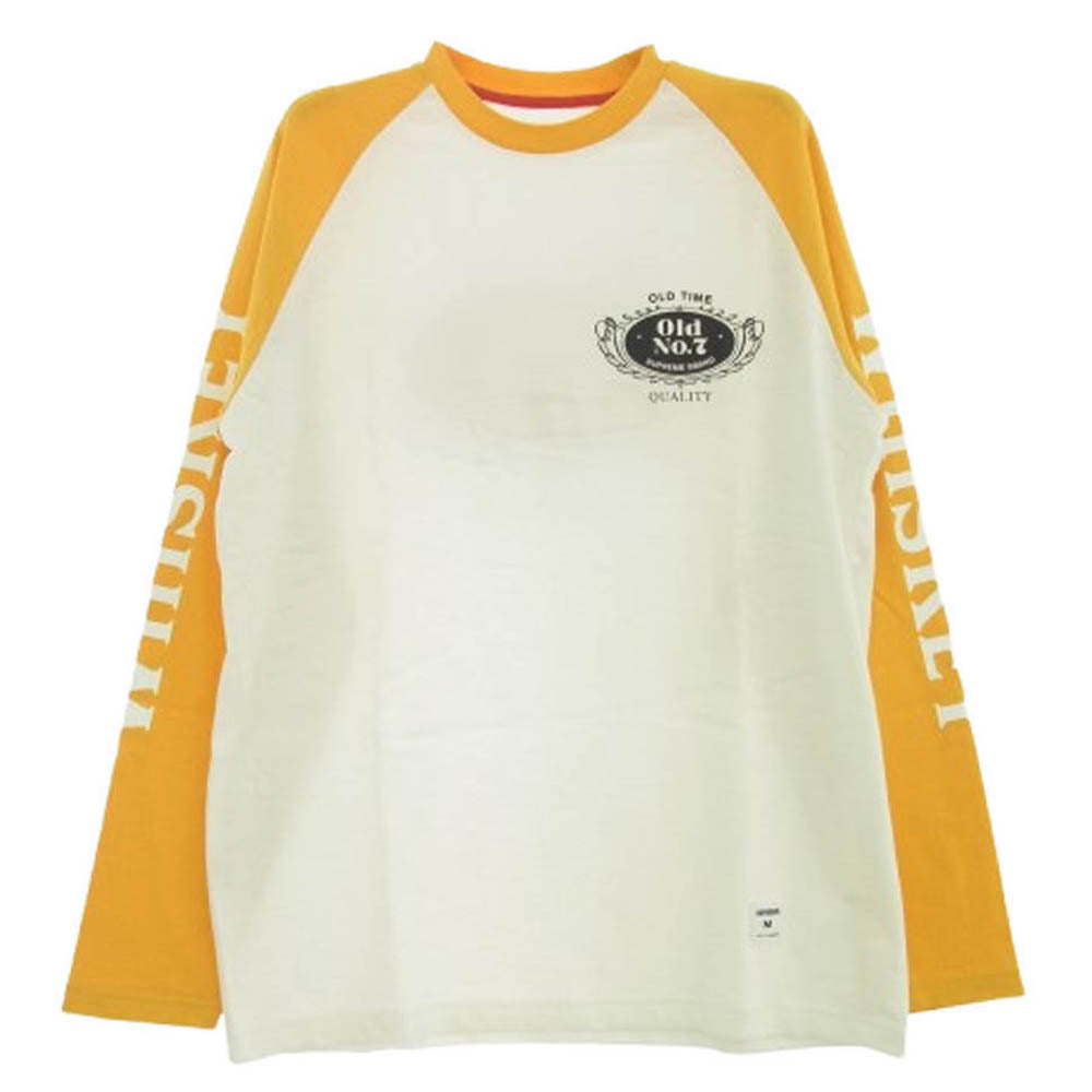 Supreme シュプリーム 09SS Whiskey Raglan L/S Tee 袖プリント ラグラン ロングスリーブTシャツ 長袖カットソー イエロー オレンジ系 M【中古】