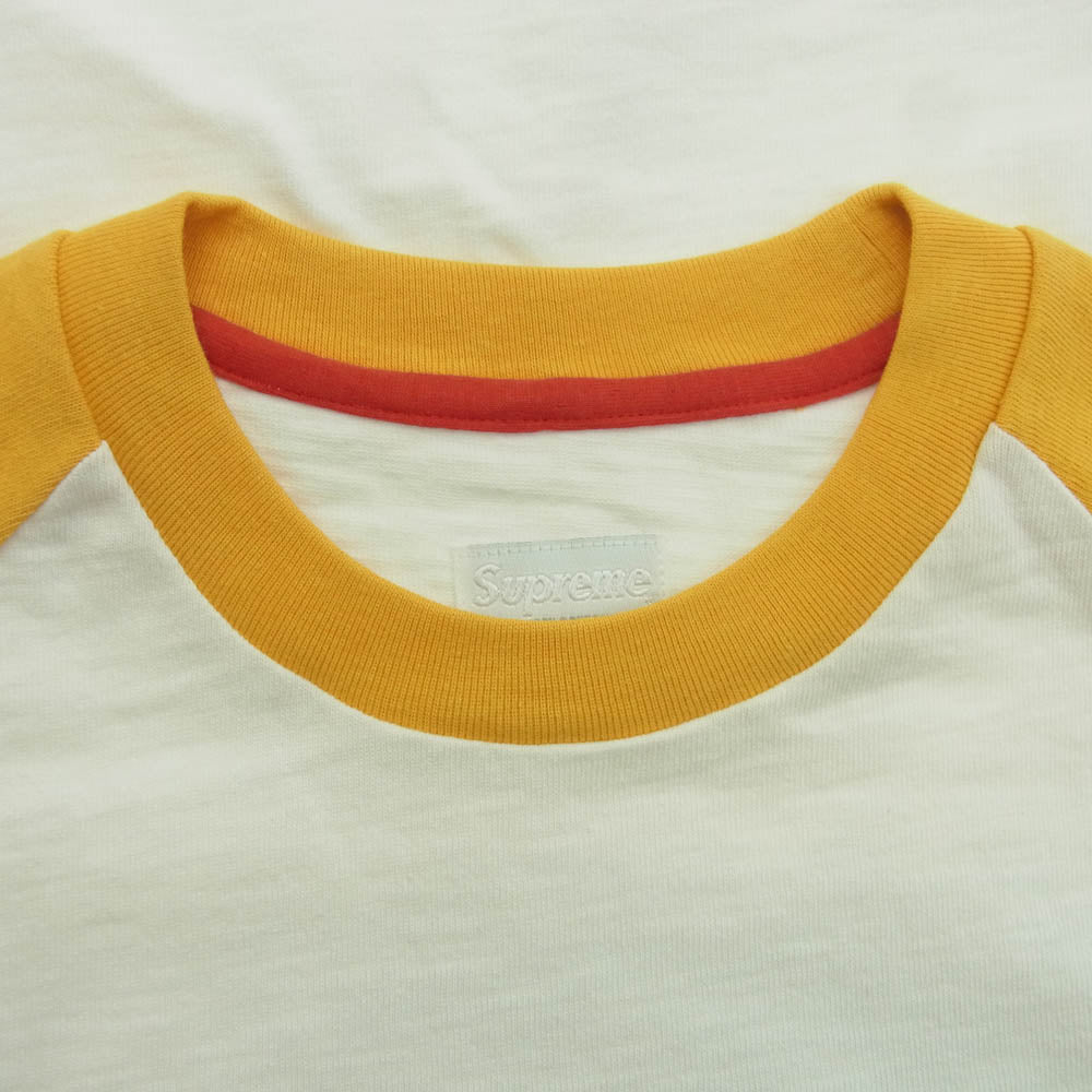 Supreme シュプリーム 09SS Whiskey Raglan L/S Tee 袖プリント ラグラン ロングスリーブTシャツ 長袖カットソー イエロー オレンジ系 M【中古】