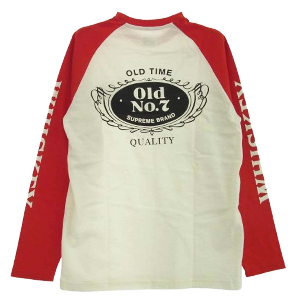 Supreme シュプリーム 09SS Whiskey Raglan L/S Tee 袖プリント ラグラン ロングスリーブTシャツ 長袖カットソー レッド レッド系 ホワイト系 M【極上美品】【中古】