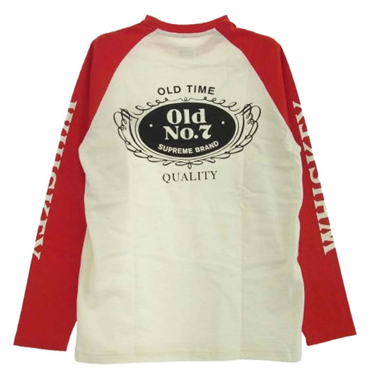 Supreme シュプリーム 09SS Whiskey Raglan L/S Tee 袖プリント ラグラン ロングスリーブTシャツ 長袖カットソー レッド レッド系 ホワイト系 M【極上美品】【中古】