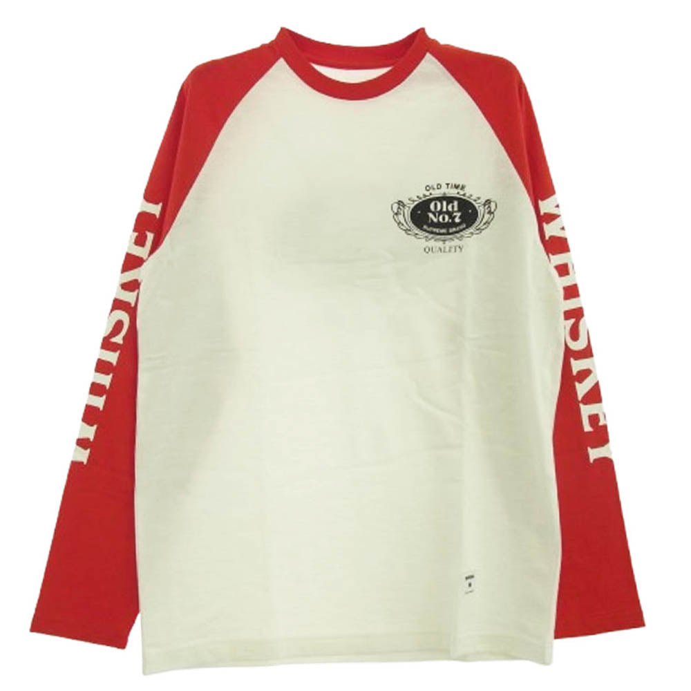 Supreme シュプリーム 09SS Whiskey Raglan L/S Tee 袖プリント ラグラン ロングスリーブTシャツ 長袖カットソー レッド レッド系 ホワイト系 M【極上美品】【中古】