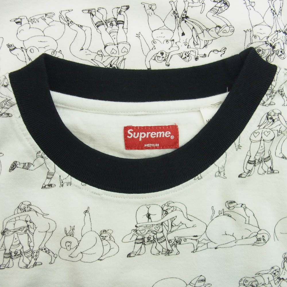 Supreme シュプリーム 90s archive アーカイブ 初期紙タグ Porno Ringer Pocket Tee ポルノ リンガー Tシャツ 半袖カットソー ホワイト系 ブラック系 M【中古】