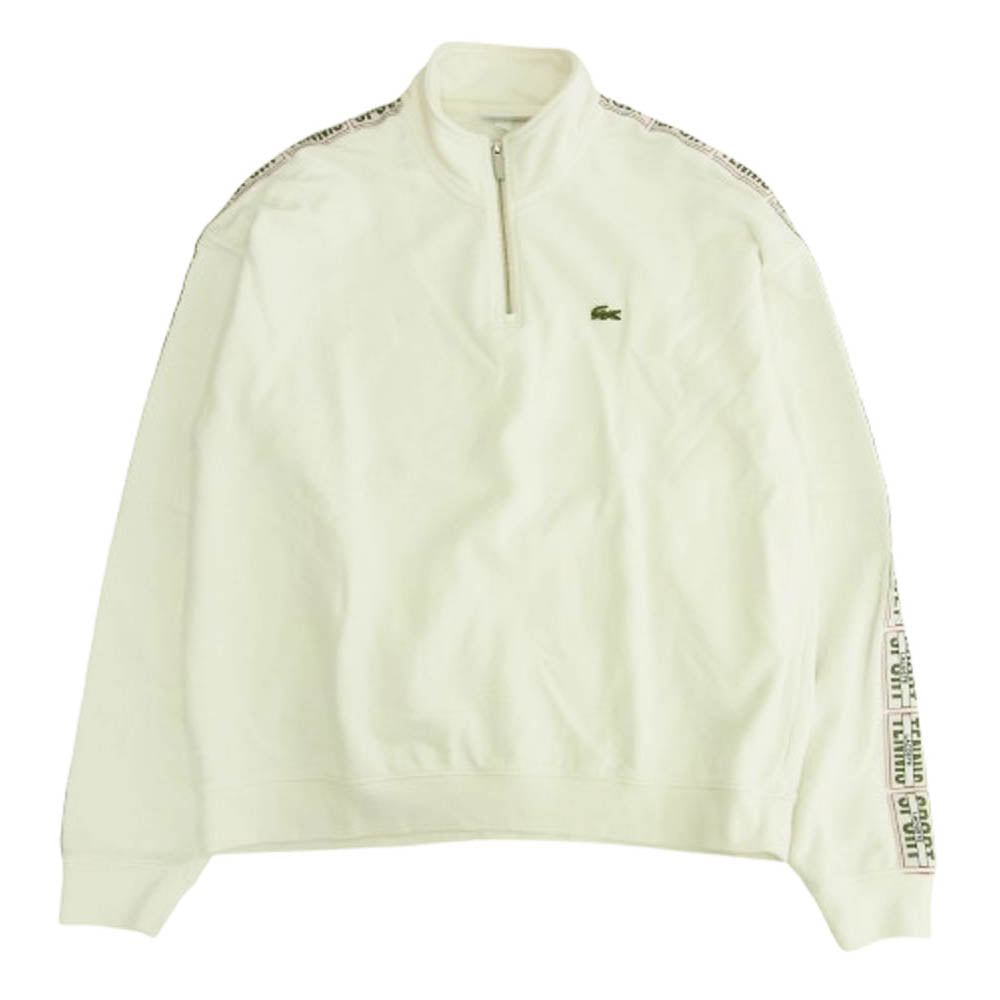 LACOSTE ラコステ SH2103  XH2102 スリーブテーピング ハーフジップ スタンドカラー スウェット 上下 セットアップ ホワイト系 L【中古】