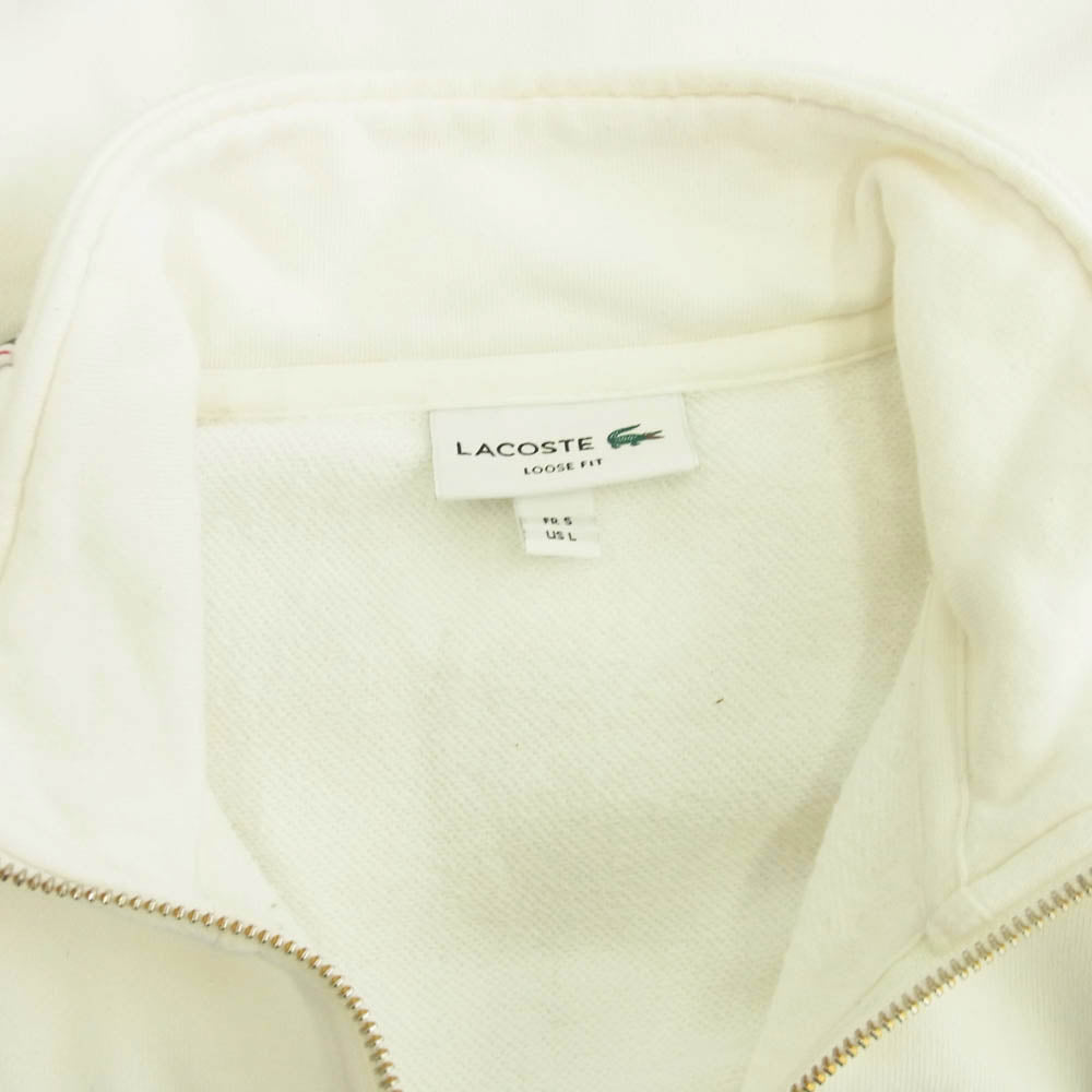 LACOSTE ラコステ SH2103  XH2102 スリーブテーピング ハーフジップ スタンドカラー スウェット 上下 セットアップ ホワイト系 L【中古】