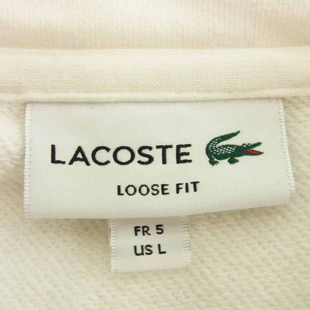 LACOSTE ラコステ SH2103  XH2102 スリーブテーピング ハーフジップ スタンドカラー スウェット 上下 セットアップ ホワイト系 L【中古】