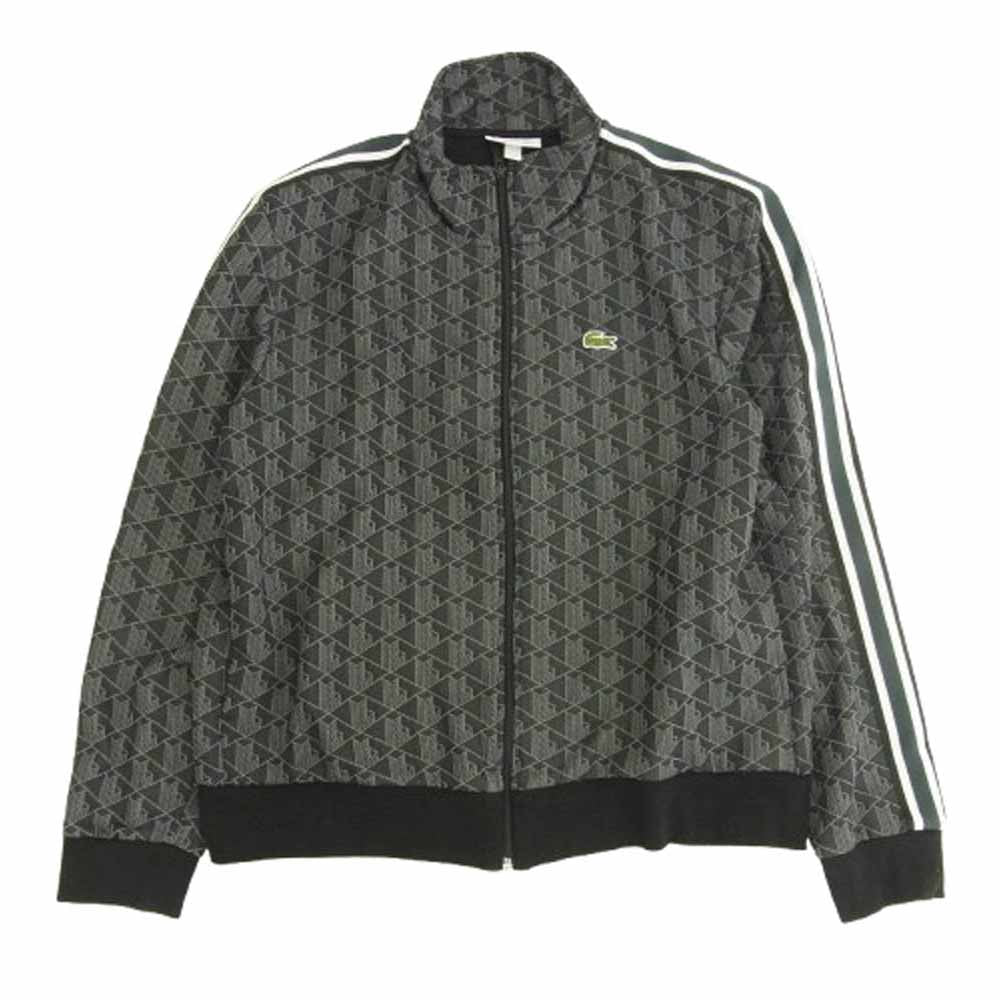 LACOSTE ラコステ SH1368 XH1440 モノグラム ジャカード トラック ジャケット パンツ 上下 セットアップ ダークグレー系 ジャケットXL、パンツL【中古】