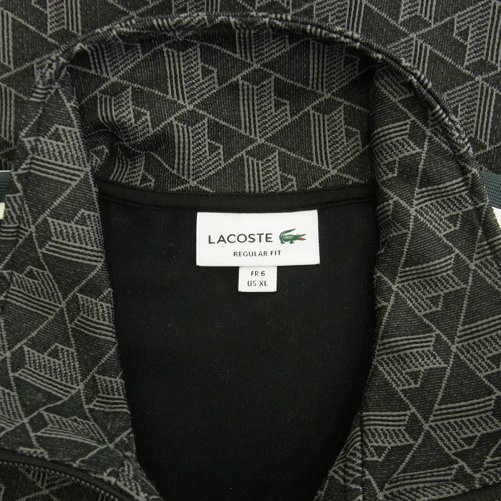 LACOSTE ラコステ SH1368 XH1440 モノグラム ジャカード トラック ジャケット パンツ 上下 セットアップ ダークグレー系 ジャケットXL、パンツL【中古】