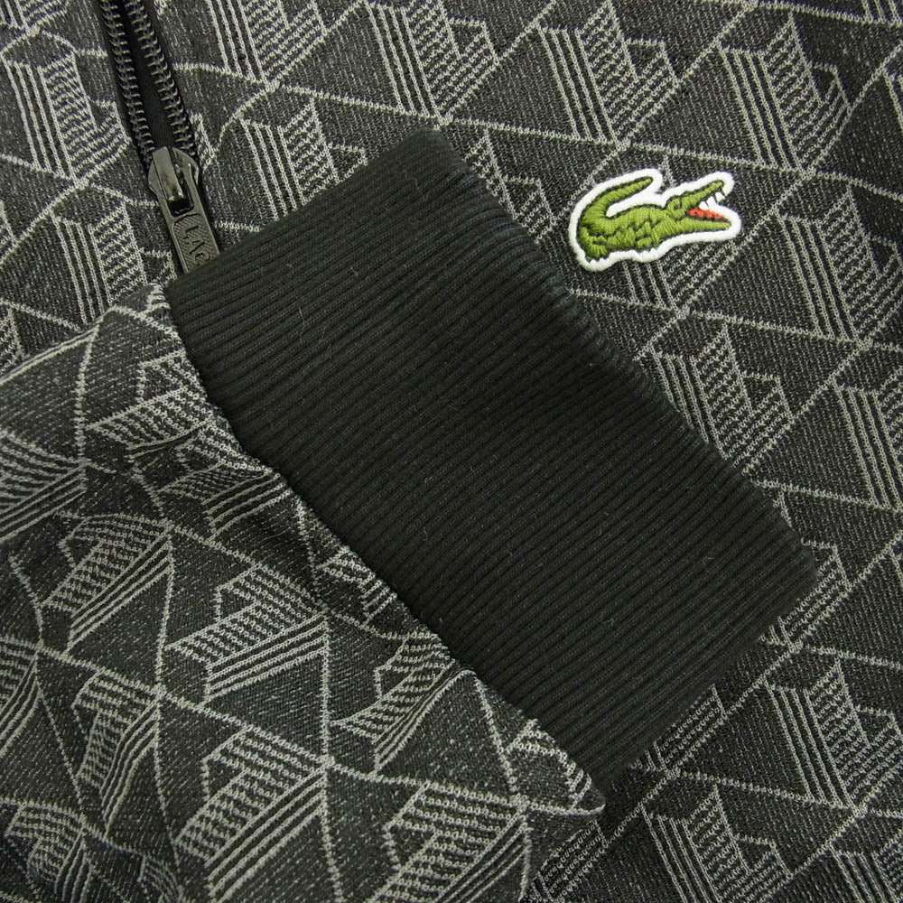 LACOSTE ラコステ SH1368 XH1440 モノグラム ジャカード トラック ジャケット パンツ 上下 セットアップ ダークグレー系 ジャケットXL、パンツL【中古】