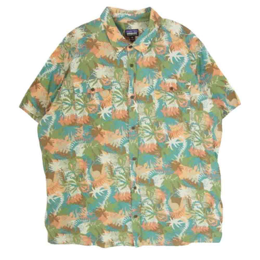 patagonia パタゴニア 19年製 52931 Steersman shirt organic cotton ステアーズマン シャツ オーガニックコットン 半袖 総柄 シャツ マルチカラー系 XXL【中古】