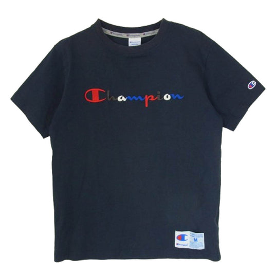 Champion チャンピオン C3-H371 ロゴ 刺繍 半袖 ショートスリーブ Tシャツ ネイビー系 M【中古】