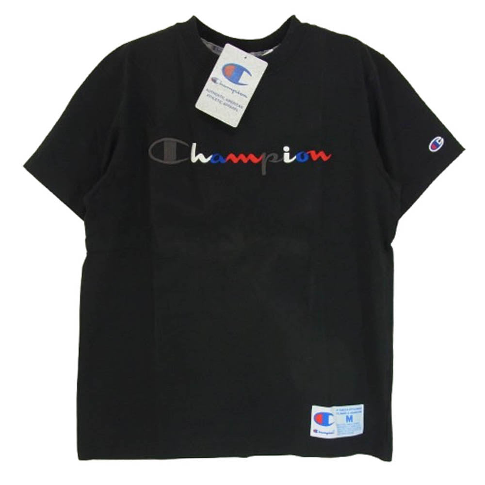 Champion チャンピオン C3-H371 ロゴ 刺繍 ショートスリーブ クルーネック 半袖 Tシャツ ブラック系 M【新古品】【未使用】【中古】