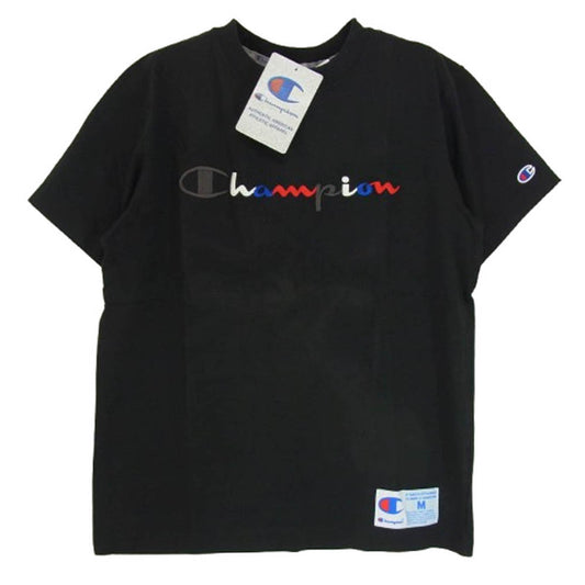Champion チャンピオン C3-H371 ロゴ 刺繍 ショートスリーブ クルーネック 半袖 Tシャツ ブラック系 M【新古品】【未使用】【中古】