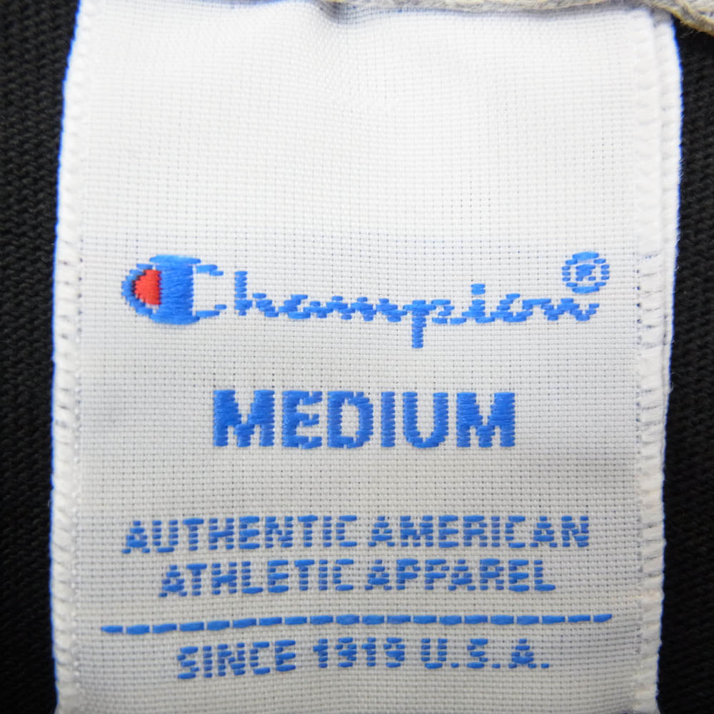 Champion チャンピオン C3-H371 ロゴ 刺繍 ショートスリーブ クルーネック 半袖 Tシャツ ブラック系 M【新古品】【未使用】【中古】