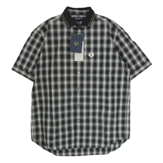 FRED PERRY フレッドペリー FZ4604 チェック 半袖 シャツ ブラック系 S【新古品】【未使用】【中古】