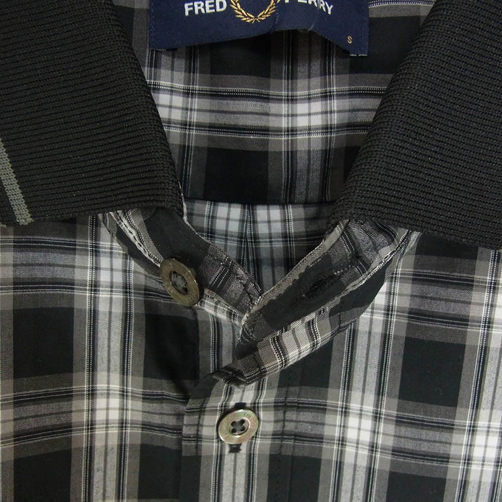 FRED PERRY フレッドペリー FZ4604 チェック 半袖 シャツ ブラック系 S【新古品】【未使用】【中古】