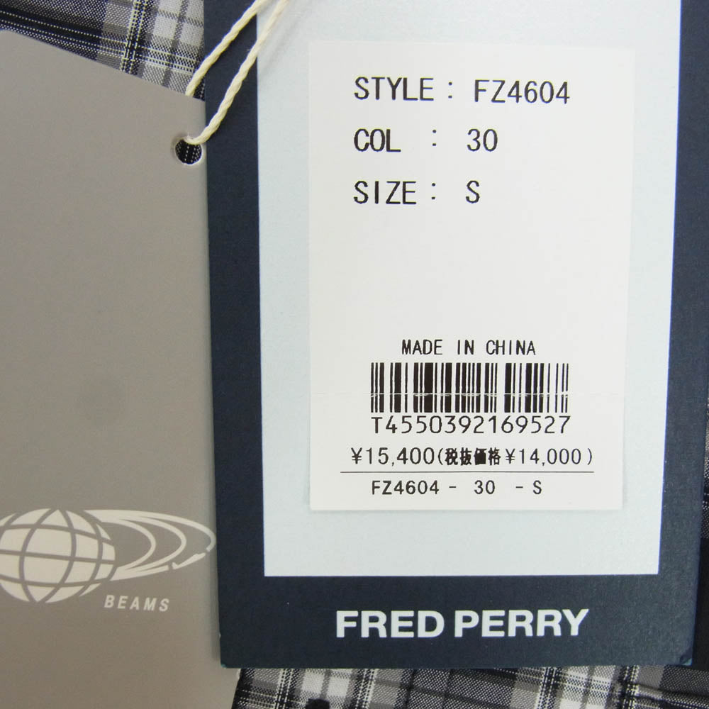 FRED PERRY フレッドペリー FZ4604 チェック 半袖 シャツ ブラック系 S【新古品】【未使用】【中古】