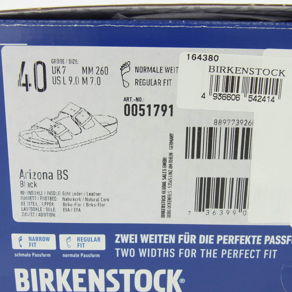 BIRKENSTOCK ビルケンシュトック 51791 ARIZONA アリゾナ レザー サンダル ブラック系 40【極上美品】【中古】