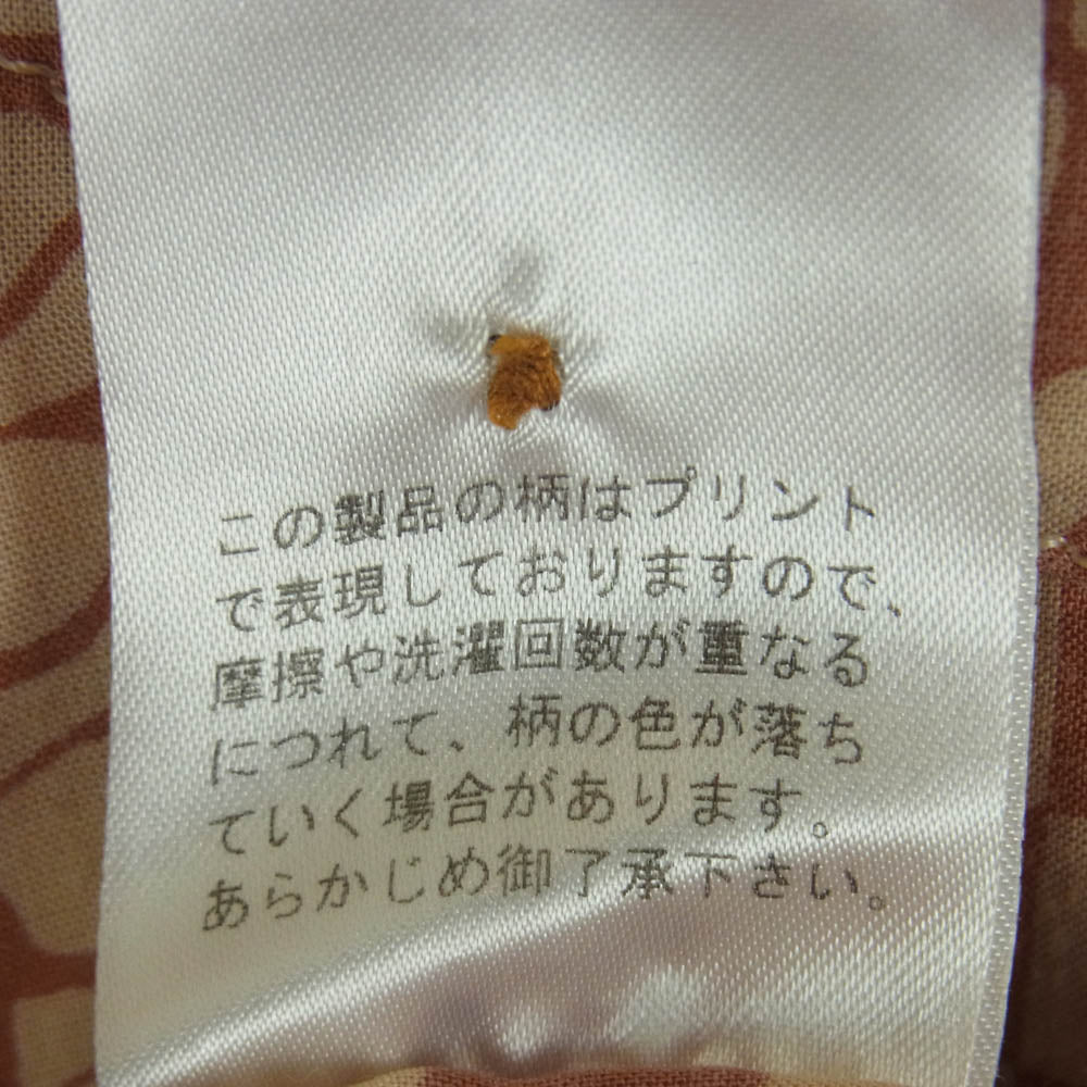 Iroquois イロコイ 総柄 チェック テンセル 長袖 シャツ 日本製 ブラウン系 ベージュ系 オレンジブラウン系 2【中古】