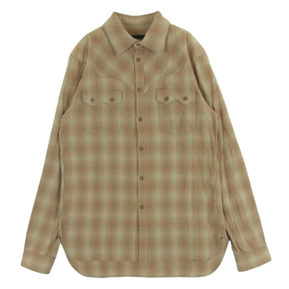 Iroquois イロコイ 388108 ウエスタン チェック 長袖 シャツ コットン 日本製 ライトブラウン系 1【中古】