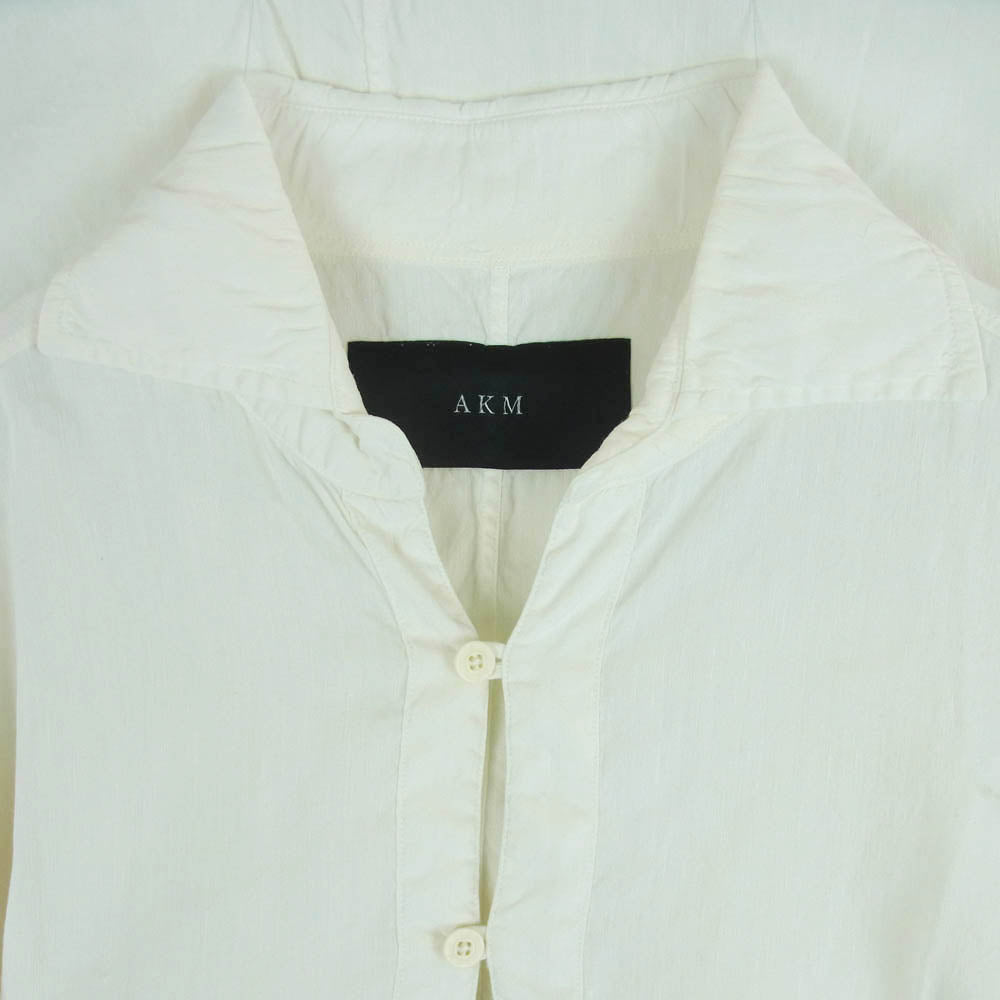 AKM エイケイエム S009 ハーフボタン カプリ シャツ 日本製 オフホワイト系 L【中古】