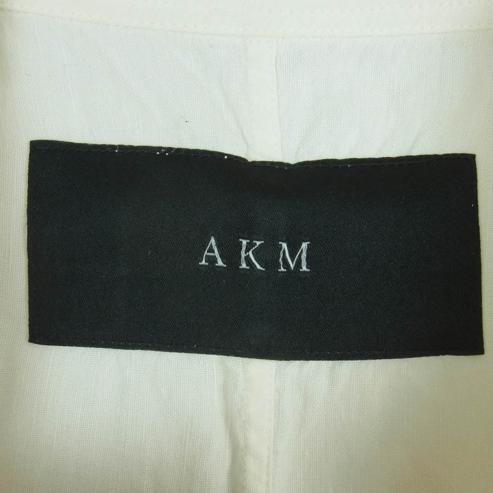 AKM エイケイエム S009 ハーフボタン カプリ シャツ 日本製 オフホワイト系 L【中古】