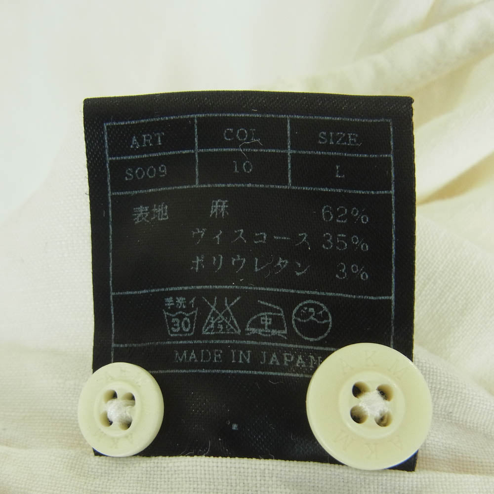AKM エイケイエム S009 ハーフボタン カプリ シャツ 日本製 オフホワイト系 L【中古】