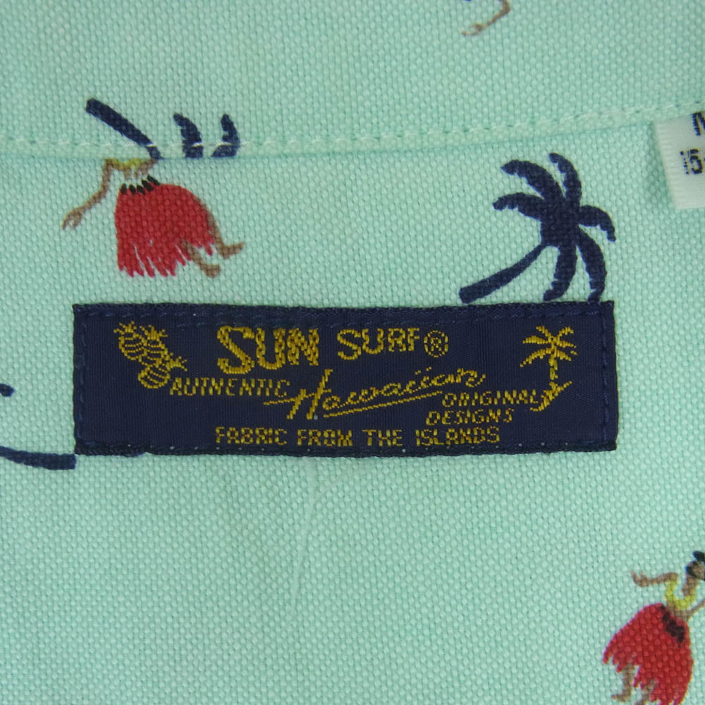 SUN SURF サンサーフ SS24815 HULA DANCER COTTON HAWAIIAN SHIRT フラダンス コットン ハワイアン アロハ シャツ ライトブルー系 M【中古】