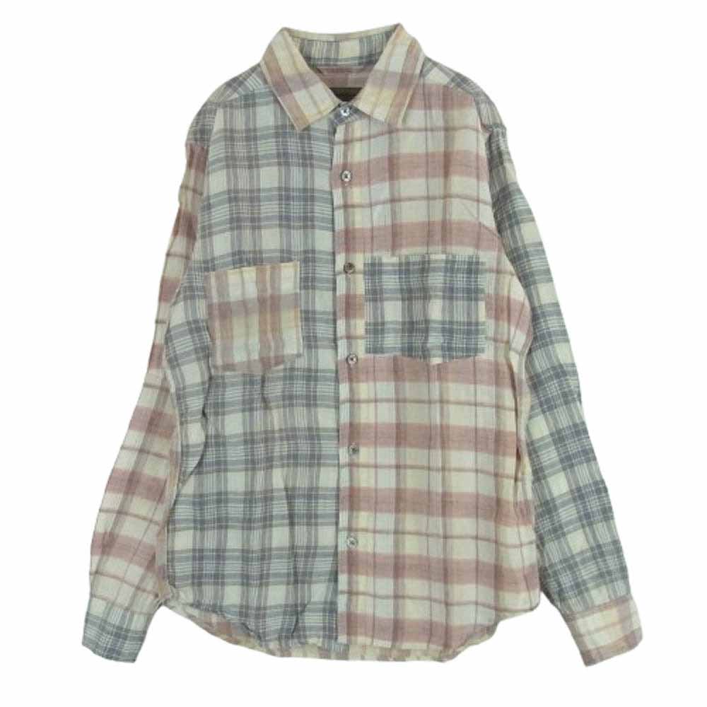 Nigel Cabourn ナイジェルケーボン 8050010090 MADRAS CHECK SHIRT クレイジーパターン リネン マドラス チェック 長袖 シャツ レッド系 ブルー系 48【中古】