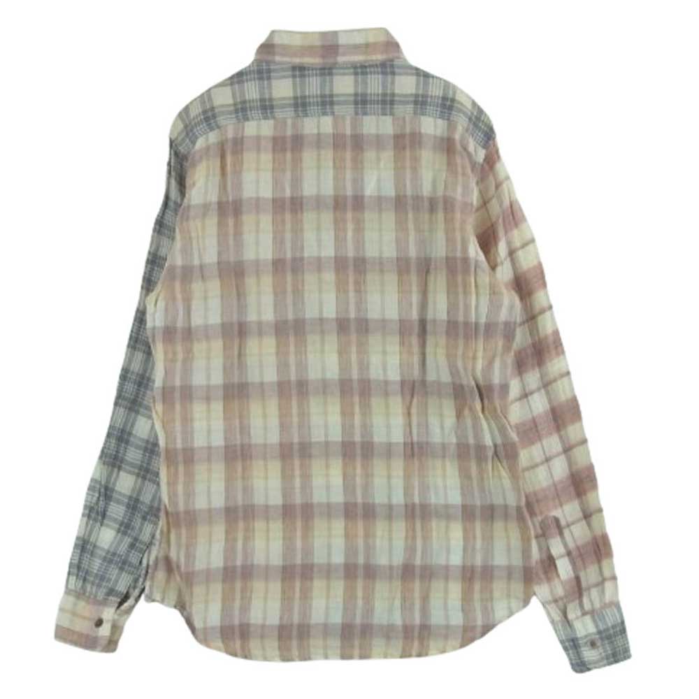Nigel Cabourn ナイジェルケーボン 8050010090 MADRAS CHECK SHIRT クレイジーパターン リネン マドラス チェック 長袖 シャツ レッド系 ブルー系 48【中古】