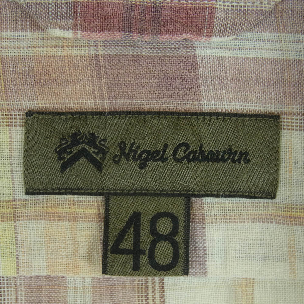 Nigel Cabourn ナイジェルケーボン 8050010090 MADRAS CHECK SHIRT クレイジーパターン リネン マドラス チェック 長袖 シャツ レッド系 ブルー系 48【中古】