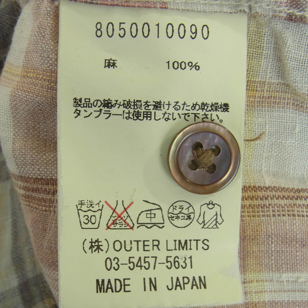 Nigel Cabourn ナイジェルケーボン 8050010090 MADRAS CHECK SHIRT クレイジーパターン リネン マドラス チェック 長袖 シャツ レッド系 ブルー系 48【中古】