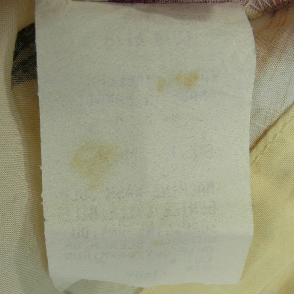 イオラニ 6178 花柄 総柄 レーヨン ハワイアン アロハ シャツ 半袖 ハワイ製 イエロー系 クリーム色系 M【中古】