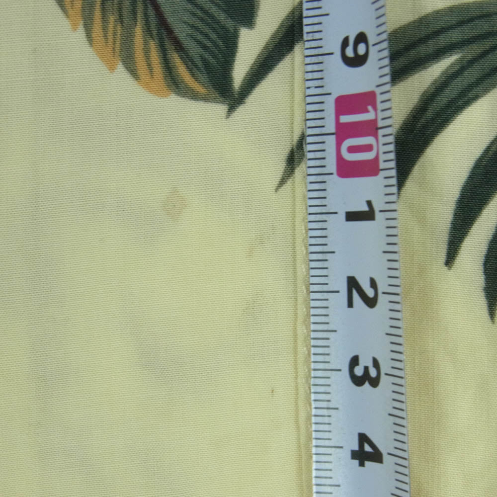 イオラニ 6178 花柄 総柄 レーヨン ハワイアン アロハ シャツ 半袖 ハワイ製 イエロー系 クリーム色系 M【中古】