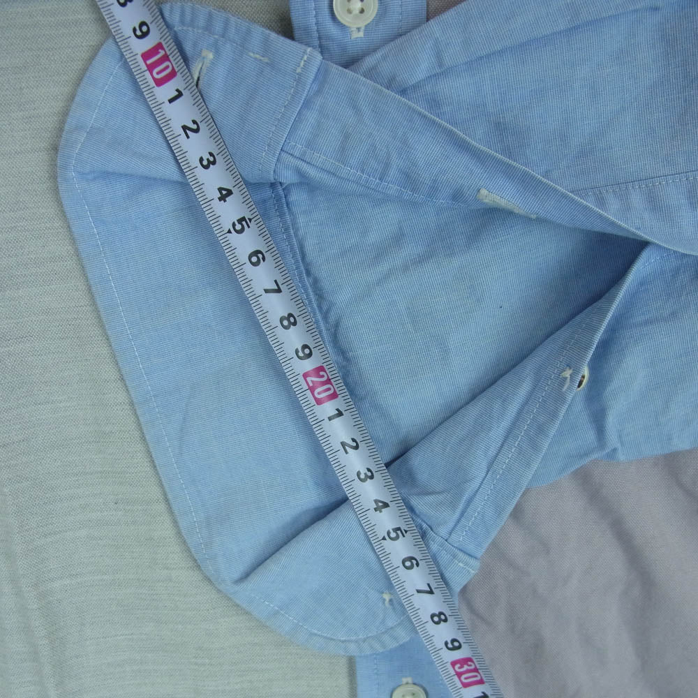 Nigel Cabourn ナイジェルケーボン 8070010036 BRITISH OFFICER'S SHIRT クレイジーパターン 長袖 ブリティッシュオフィサーズ シャツ ブルー系 ライトブルー系 グレー系 48【中古】