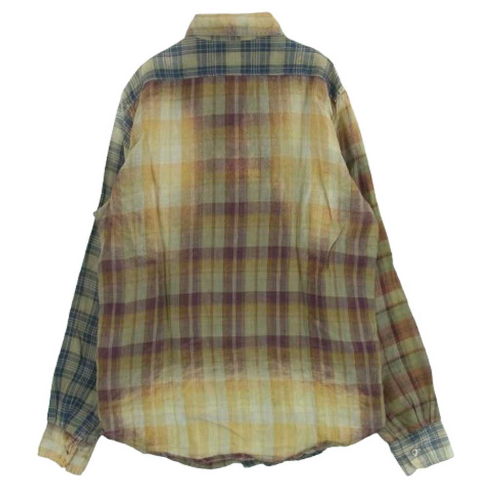 Nigel Cabourn ナイジェルケーボン 8050010091 MADRAS CHECK SHIRT クレイジーパターン リネン マドラス チェック 長袖 シャツ ブルー系 イエロー系 48【中古】