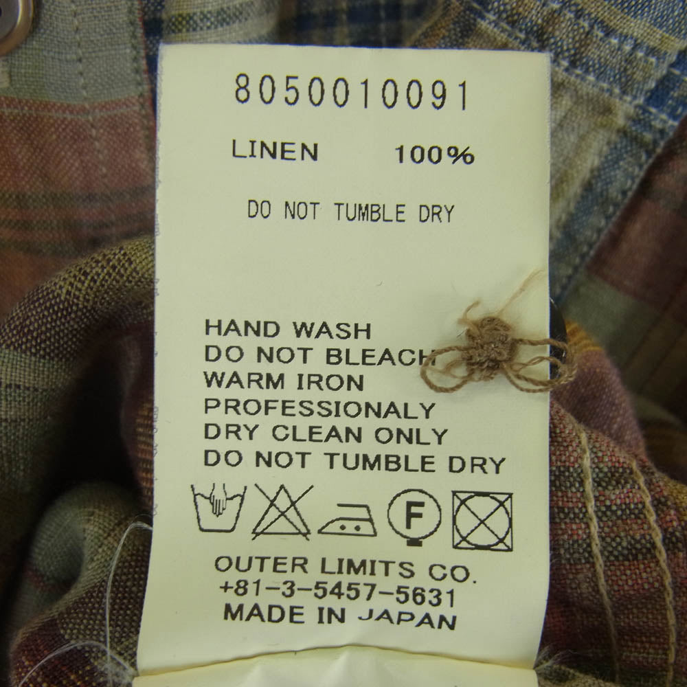 Nigel Cabourn ナイジェルケーボン 8050010091 MADRAS CHECK SHIRT クレイジーパターン リネン マドラス チェック 長袖 シャツ ブルー系 イエロー系 48【中古】