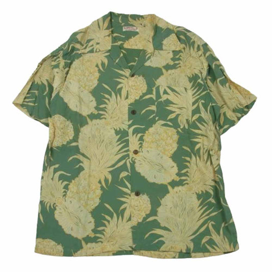 SUN SURF サンサーフ M32857 パイナップル ハワイアン アロハ シャツ 半袖 グリーン系 L【中古】