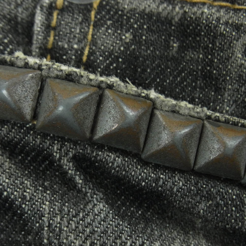 HYSTERIC GLAMOUR ヒステリックグラマー ダメージ加工 スタッズ ボタンフライ デニム パンツ 日本製 グレー系 30【中古】