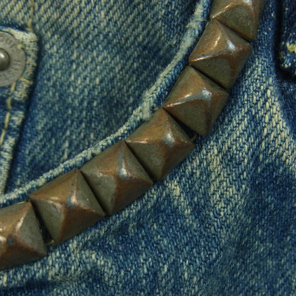 HYSTERIC GLAMOUR ヒステリックグラマー 0204AP06 CPR加工 クラッシュ スタッズ リペア ボタンフライ デニム パンツ インディゴブルー系 30【中古】
