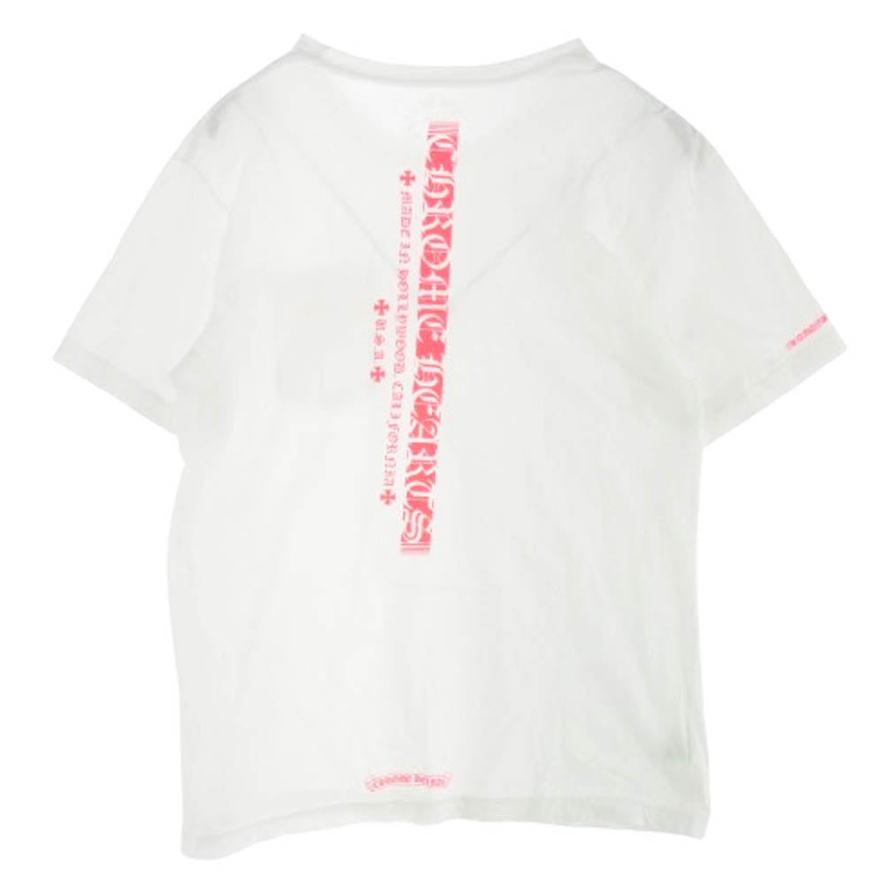 CHROME HEARTS クロムハーツ（原本無） NEON PINK STRIPE LOGO TEE ネオン ピンク ストライプ ロゴ 半袖 Tシャツ ホワイト ホワイト系 L【中古】