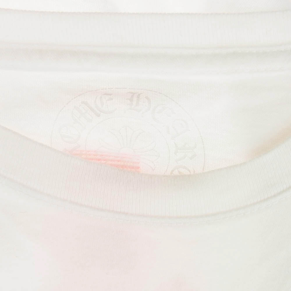 CHROME HEARTS クロムハーツ（原本無） NEON PINK STRIPE LOGO TEE ネオン ピンク ストライプ ロゴ 半袖 Tシャツ ホワイト ホワイト系 L【中古】