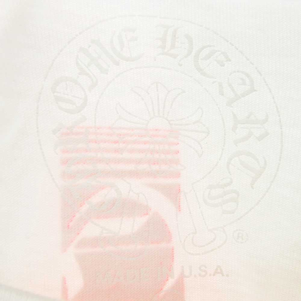 CHROME HEARTS クロムハーツ（原本無） NEON PINK STRIPE LOGO TEE ネオン ピンク ストライプ ロゴ 半袖 Tシャツ ホワイト ホワイト系 L【中古】