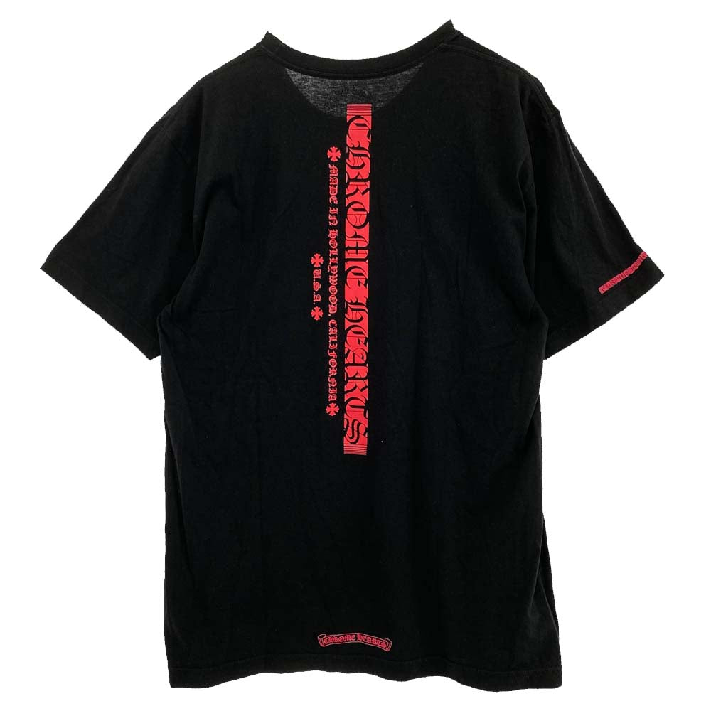 CHROME HEARTS クロムハーツ（原本無） NEON PINK STRIPE LOGO TEE ネオン ピンク ストライプ ロゴ 半袖 Tシャツ ブラック ブラック系 L【中古】