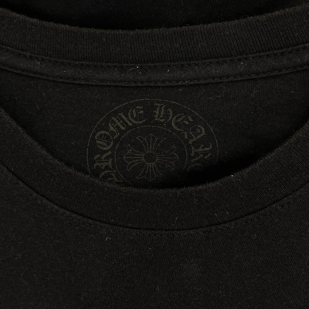 CHROME HEARTS クロムハーツ（原本無） NEON PINK STRIPE LOGO TEE ネオン ピンク ストライプ ロゴ 半袖 Tシャツ ブラック ブラック系 L【中古】