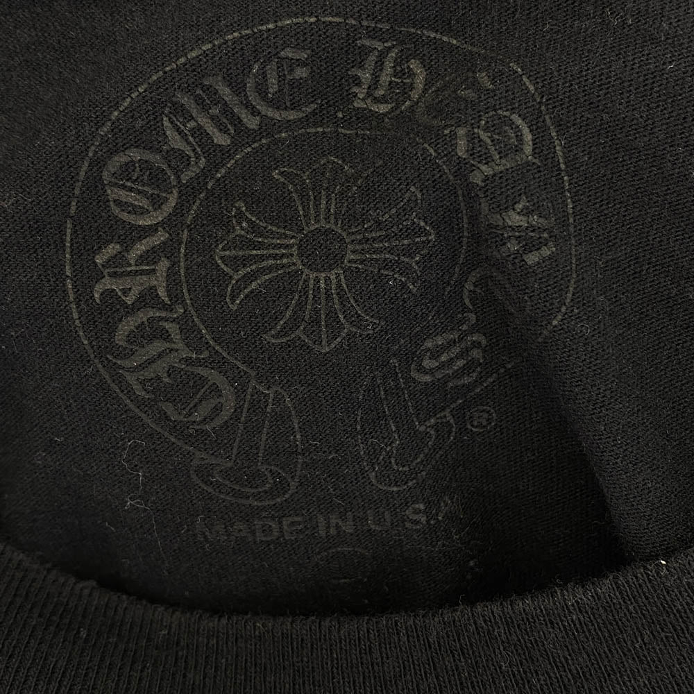 CHROME HEARTS クロムハーツ（原本無） NEON PINK STRIPE LOGO TEE ネオン ピンク ストライプ ロゴ 半袖 Tシャツ ブラック ブラック系 L【中古】