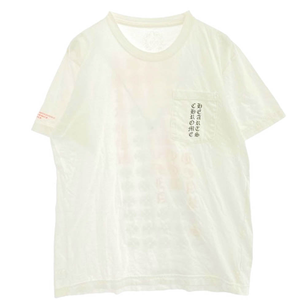 CHROME HEARTS クロムハーツ（原本無） FUCK YOU USA STRIPE LOGO L/S TEE 英字プリント ファックユー ネオン ストライプロゴ クルーネック 半袖 Tシャツ ホワイト ホワイト系 M【中古】