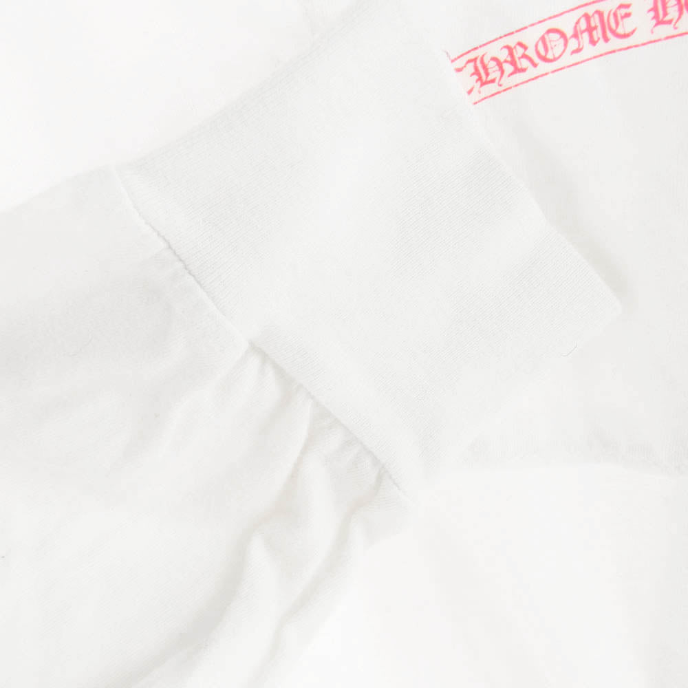 CHROME HEARTS クロムハーツ（原本無） NEON PINK STRIPE LOGO TEE ネオン ピンク ストライプ ロゴ 長袖 Tシャツ ホワイト ホワイト系 L【中古】