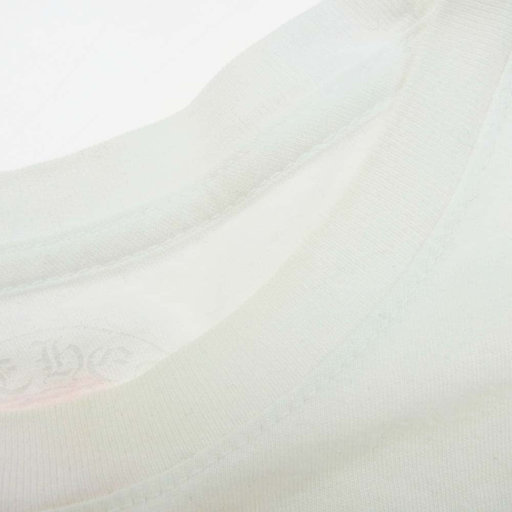 CHROME HEARTS クロムハーツ（原本無） NEON PINK STRIPE LOGO TEE ネオン ピンク ストライプ ロゴ 長袖 Tシャツ ホワイト ホワイト系 L【中古】