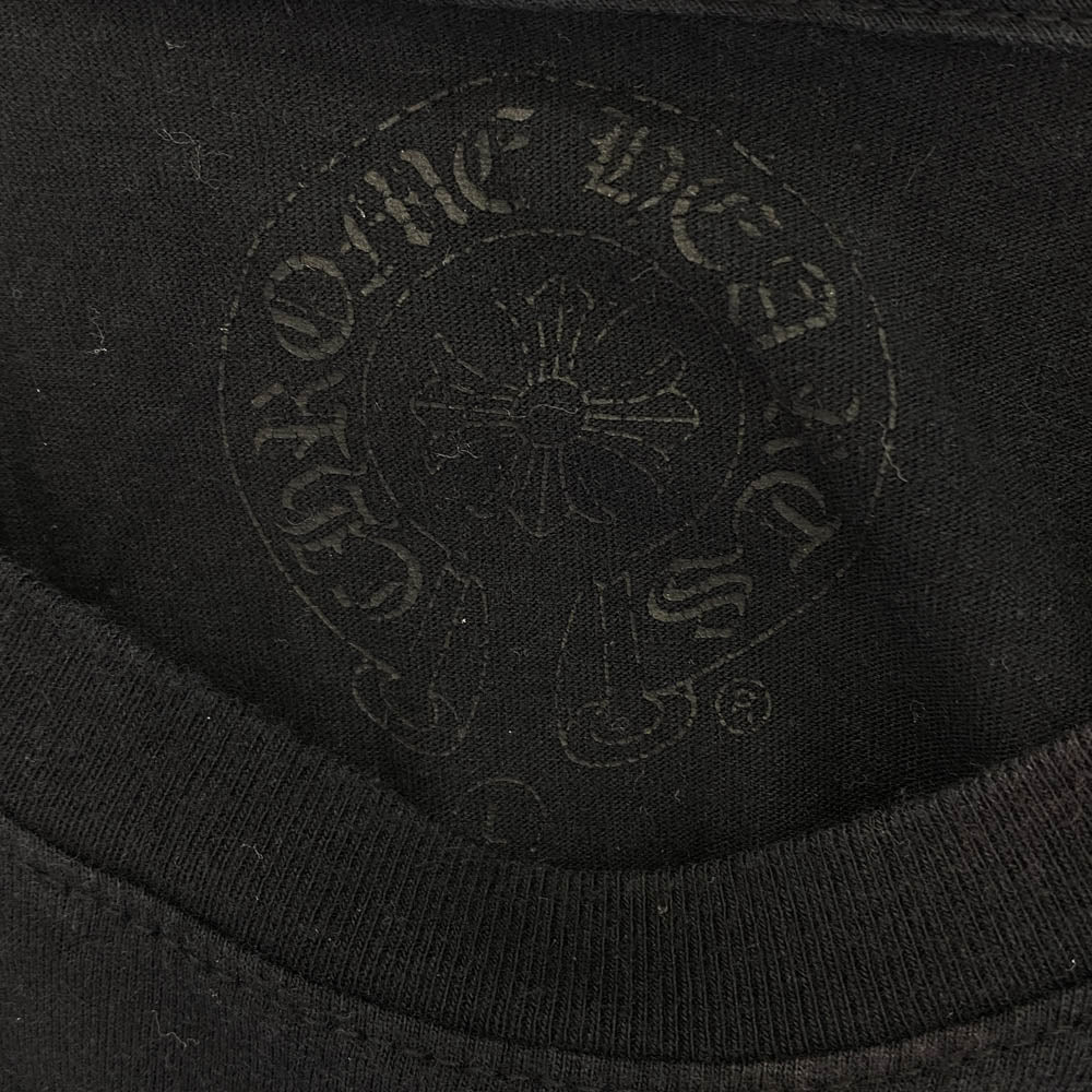 CHROME HEARTS クロムハーツ（原本無） FUCK YOU USA STRIPE LOGO S/S TEE 英字プリント ファックユー ネオン ストライプロゴ クルーネック 半袖 Tシャツ ブラック ブラック系 L【中古】